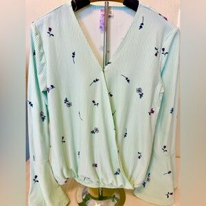 Alya Floral Striped Wrap Top size x-small